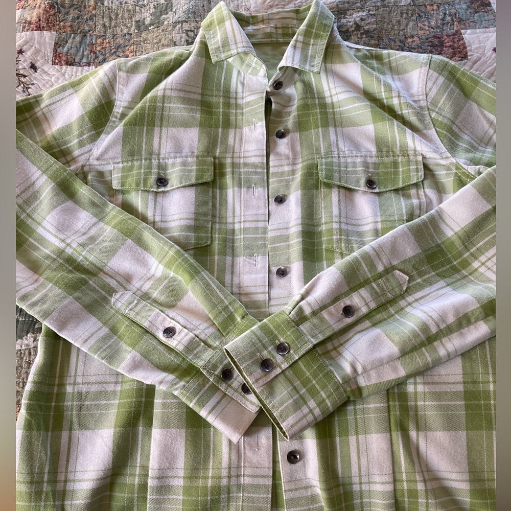 Eddie Bauer green plaid button up